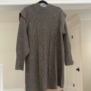 Joe Fresh Grey Crew Neck Cable Knit Sweater Dress - Size 1X